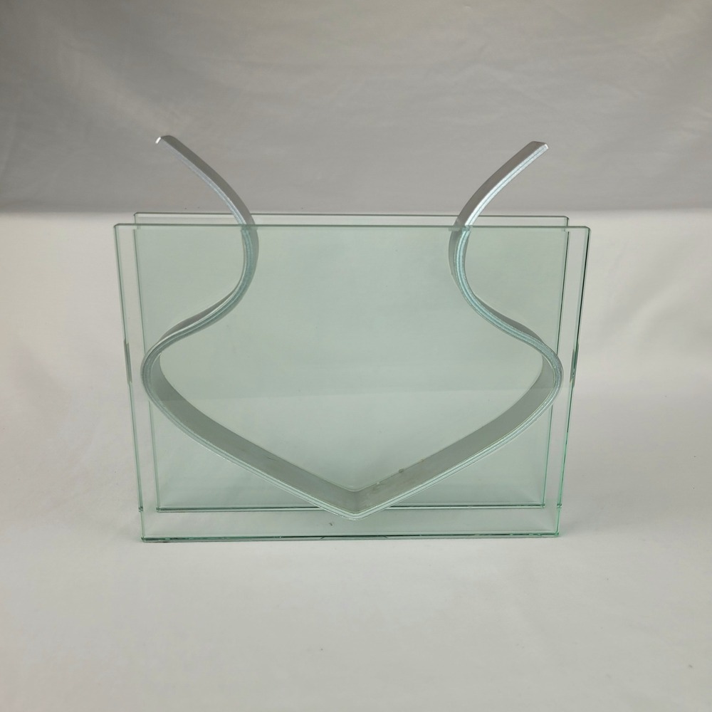 Peter Hewitt MoMA Square Ribbon Vase Glass Anodized Aluminum Modernist Decor